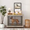 Furniture Style Dog Crate Side Table on Wheels with Double Doors and Lift Top.(Grey,43.7''w x 30''d x 31.1''h)