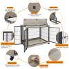 Furniture Style Dog Crate Side Table on Wheels with Double Doors and Lift Top.(Grey,43.7''w x 30''d x 31.1''h)