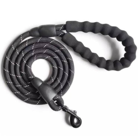 5FT Rope Leash with Comfort Handle (Color: black)