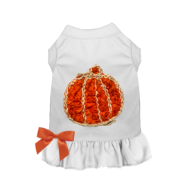 Chiffon Rose Halloween Pumpkin Dress (Color: White, size: large)