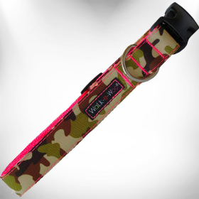 Camo Dog Collars (Color: Hot Pink Camo, size: XS 5/8" width fits 8-12" neck)