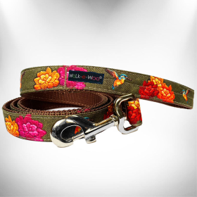 Dog Leash (Color: Hummingbird, size: THIN 5/8" width- 5' long)