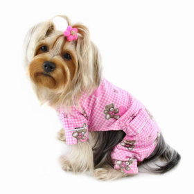 Adorable Teddy Bear Love Flannel PJ (Color: Pink, size: XL)