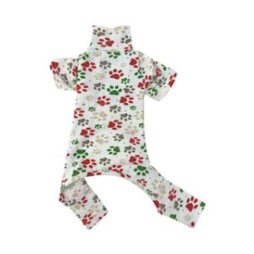 Christmas Paw Print PJ (Color: White, size: medium)