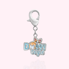 "Doggy Style" Dog Collar Charm (Color: Silver)