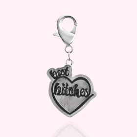 "Best Bitches" Dog Collar Charm (Color: Silver)