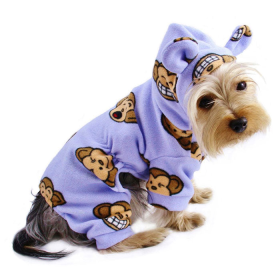 Adorable Silly Monkey Fleece Dog Pajamas/Bodysuit with Hood (Color: Lavender, size: L)