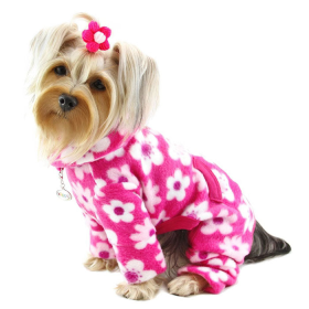 Full Blossom Fleece Turtleneck Pajamas (Color: Pink, size: S)