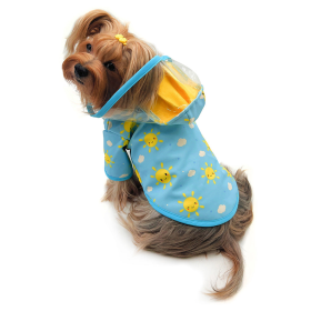 Clear View Happy Sunshine Raincoat with Fleece Lining and Detachable Hood (Color: Blue, size: L)