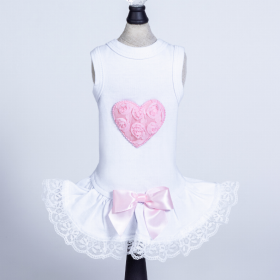 Laced Puff Heart Dress (Color: Pink, size: small)