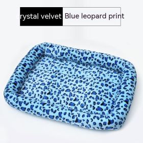 Teddy Bichon Cage Mat Small And Medium Dog Mat TeddyPomeranian Cotton Cushion (Option: Crystal Velvet Blue-S Small About 38X27CM)