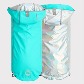 GF Pet Reversible Raincoat (Color: Neon Aqua, size: large)