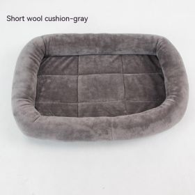 Teddy Bichon Cage Mat Small And Medium Dog Mat TeddyPomeranian Cotton Cushion (Option: Crystal Velvet Gray Short Hair-L Large About 68X50CM)