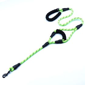 Nylon Woven Reflective Round Rope Double Handle Dog Hand Holding Rope (Option: Green-150x1.2cm)