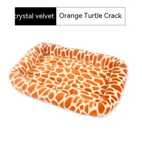 Teddy Bichon Cage Mat Small And Medium Dog Mat TeddyPomeranian Cotton Cushion (Option: Crystal Velvet Orange Turtle-M Medium About 54X40CM)