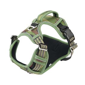 Vertical Handle Dog Traction Vest Explosion-proof Pet Sports Chest Strap (Option: Camouflage Green-S)