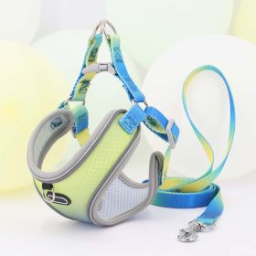 Pet Clothes Hand Holding Rope Out Dog Chest Strap (Option: Blue And Yellow-S)