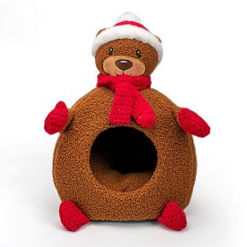 Cat Nest Winter Warm Three-dimensional Cartoon Closed (Option: Brown Bear-Small)