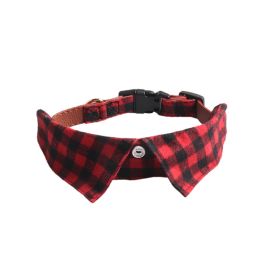 Pet Supplies Gentleman Dog Collar Bow Tie Detachable (Option: Red And Black Plaid-L)