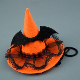 Halloween Pet Hat Non-woven Creative (Option: Pumpkin Color Lace Bat)