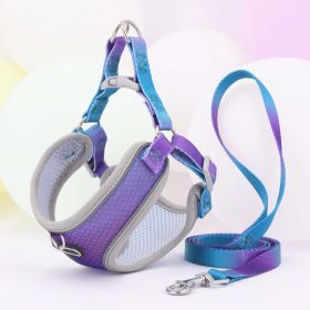 Pet Clothes Hand Holding Rope Out Dog Chest Strap (Option: Blue And Purple-S)