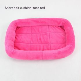 Teddy Bichon Cage Mat Small And Medium Dog Mat TeddyPomeranian Cotton Cushion (Option: Crystal Velvet Rose Red-L Large About 68X50CM)