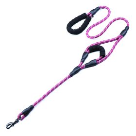 Nylon Woven Reflective Round Rope Double Handle Dog Hand Holding Rope (Option: Purple-150x1.2cm)