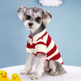 Pet Dog Polo Shirt Striped Beaded Lapel Elastic (Option: Red Stripe-XS)