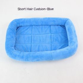 Teddy Bichon Cage Mat Small And Medium Dog Mat TeddyPomeranian Cotton Cushion (Option: Crystal Velvet Blue Short Hair-XL Extra Large 9050cm)