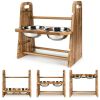 Dog Bowls Elevated 3 Heights 4in 8in 13in Rustic Wood Elevated Dog Cat Dishes with Double Dog Food Bowls Stand Raised Pet Feeder