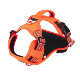 Vertical Handle Dog Traction Vest Explosion-proof Pet Sports Chest Strap (Option: Orange-M)