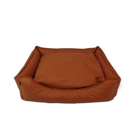 Leather Faux Leather Waterproof Kennel Pet Bed Sofa Cat Nest Supplies (Option: Brown-L84x62x20cm)