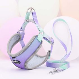 Pet Clothes Hand Holding Rope Out Dog Chest Strap (Option: Light Purple Green-L)