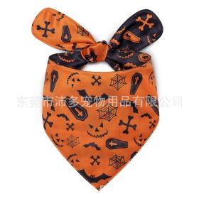 Pet Triangle Halloween Dog Saliva Towel Double Layer (Option: Halloween Bat AB Surface-L)