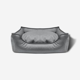 Leather Faux Leather Waterproof Kennel Pet Bed Sofa Cat Nest Supplies (Option: Gray-XL104x90x20cm)