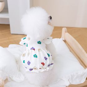 Dog Clothes Lightweight Cute Flower Printed Dress (Option: Pure White Printing-XS)