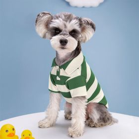 Pet Dog Polo Shirt Striped Beaded Lapel Elastic (Option: Green Stripes-3XL)