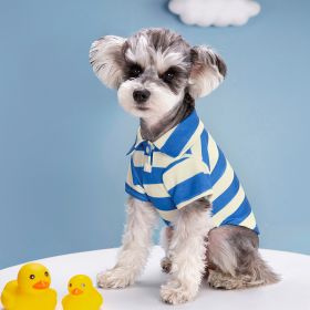 Pet Dog Polo Shirt Striped Beaded Lapel Elastic (Option: Blue Stripes-S)