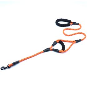 Nylon Woven Reflective Round Rope Double Handle Dog Hand Holding Rope (Option: Orange-180x1.2cm)